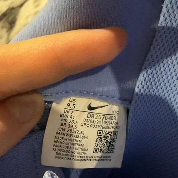 Nike Blue Knit Running Shoes with Orange Swoosh - Picture 7 of 9